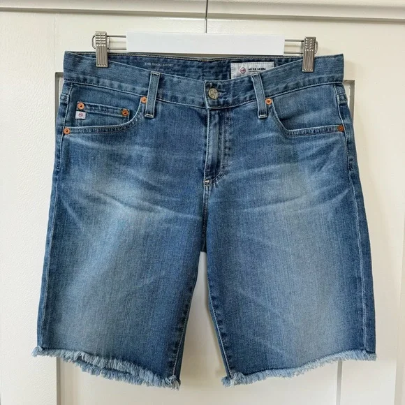 AG Adriano Goldschmied The Nikki Relaxed Skinny Denim Jean Shorts Blue Size 28 - Picture 1 of 14